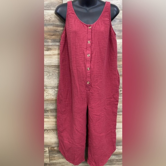 Isabel Maternity Gauze Maternity Jumpsuit Light Red Large NWT - Picture 4 of 10